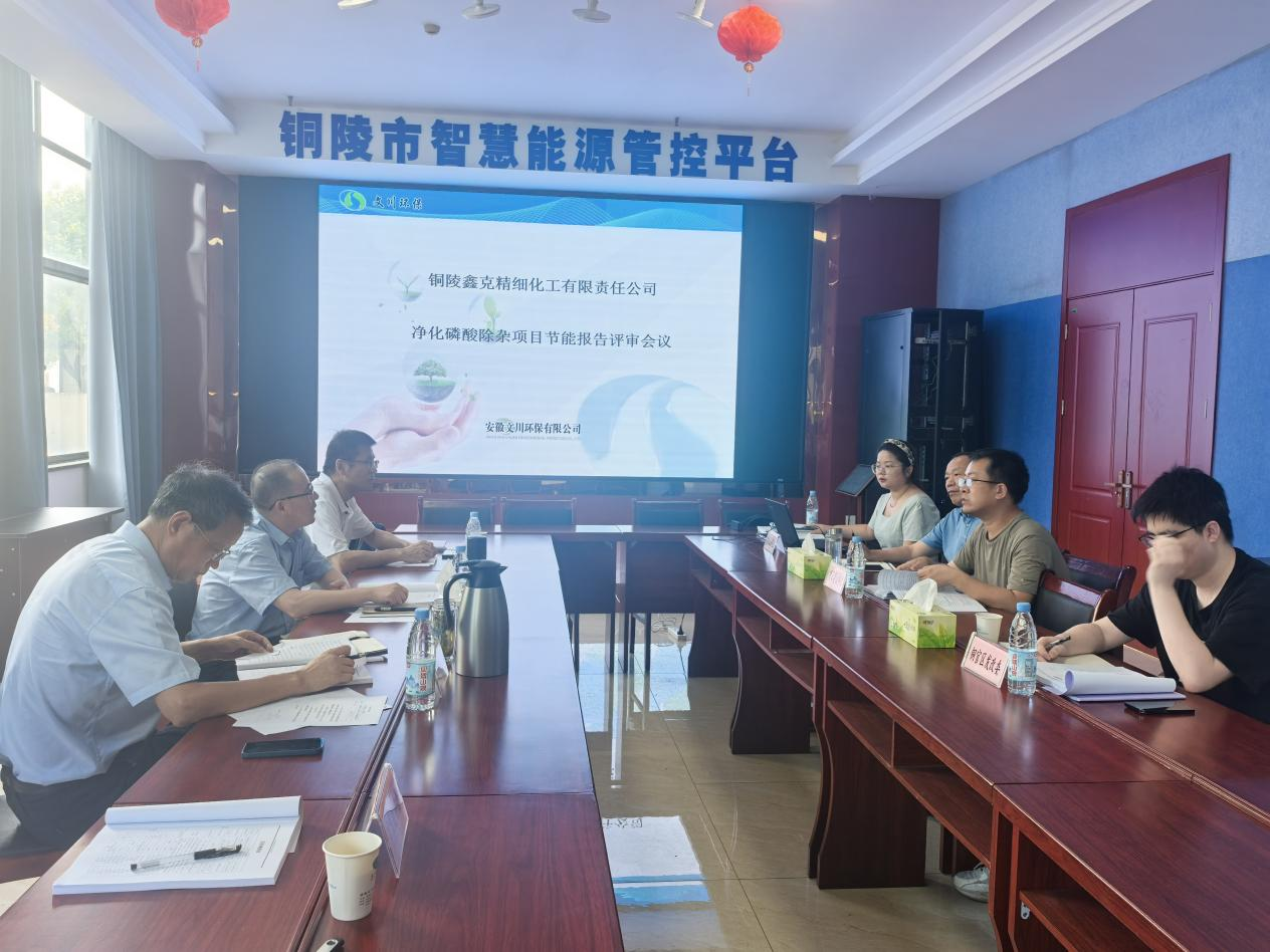 我会组织召开铜陵鑫克精细化工有限责任公司《净化磷酸除杂项目节能报告》评审会